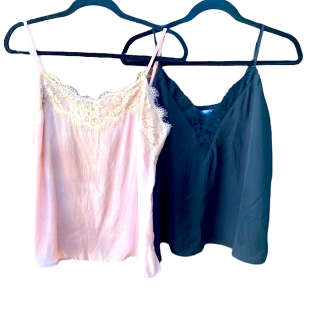 Chemise Lace Neckline Tank Tops - set of 2